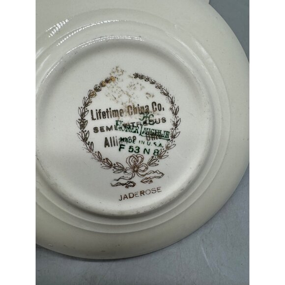 Jade Rose Crooksville Magnolia Green Trimmed Porcelain Bread Plates Set 2 READ - Picture 13 of 13